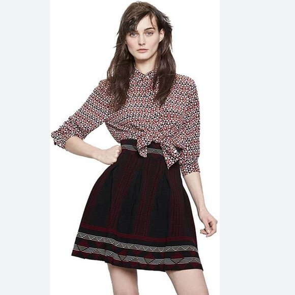 MAJE Jordy Graphic-print Stretch-knit Skirt In Black (Size 1)